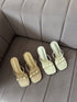 Bow Strap Open Square Toe Stilettos